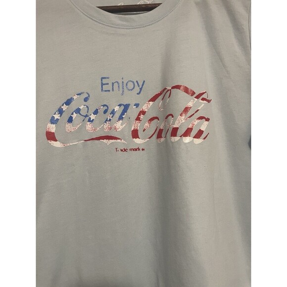 Lucky Brand x Coca-Cola Tee M Blue USA Flag Logo NWT Collab Graphic Shirt - Picture 6 of 9